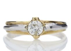 18ct Two Tone Single Stone Rub Over Set Diamond Ring 0.35 Carats