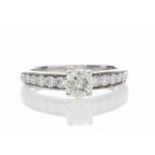 18ct White Gold Single Stone Diamond Ring With Stone Set Shoulders (0.51) 0.89 Carats