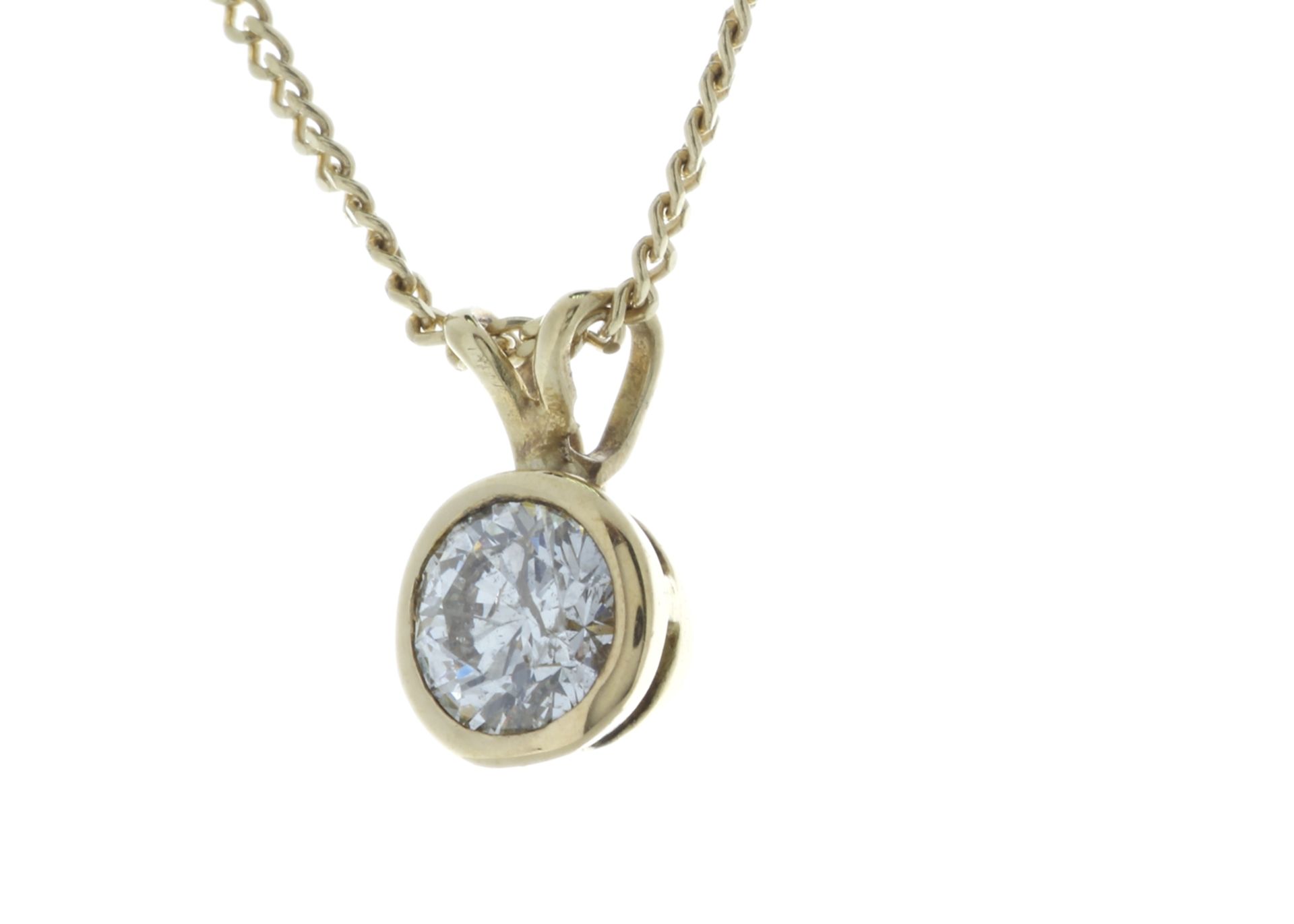 18ct Yellow Gold Single Stone Rub Over Set Diamond Pendant 0.60 Carats - Image 2 of 4