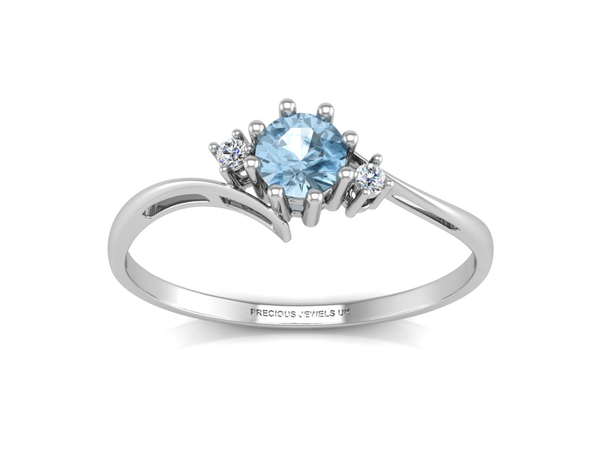 9ct White Gold Fancy Cluster Diamond And Blue Topaz Ring 0.01 Carats - Image 3 of 4