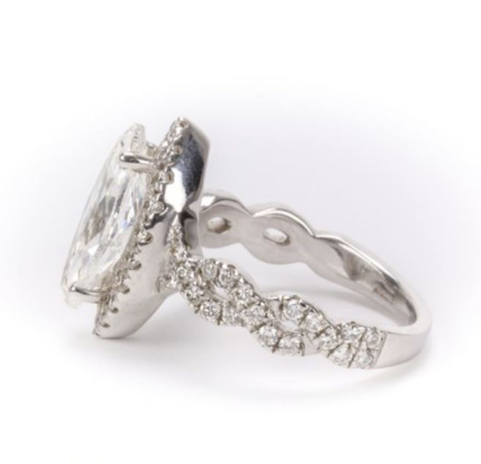 18ct White Gold Single Stone With Halo Setting Ring 2.02 Carats - Image 3 of 5