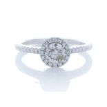 18ct White Gold Single Stone With Halo Setting Ring (0.51) 0.74 Carats