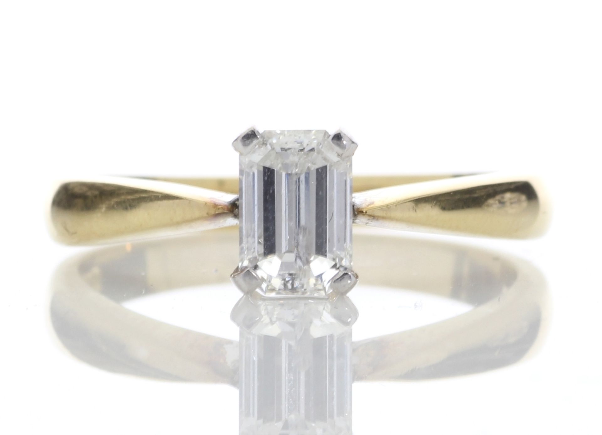 18ct Single Stone Emerald Cut Diamond Ring D SI3 0.72 Carats