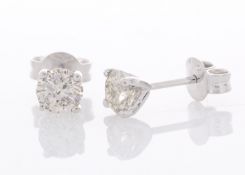 18ct White Gold Single Stone Prong Set Diamond Earring 0.99 Carats