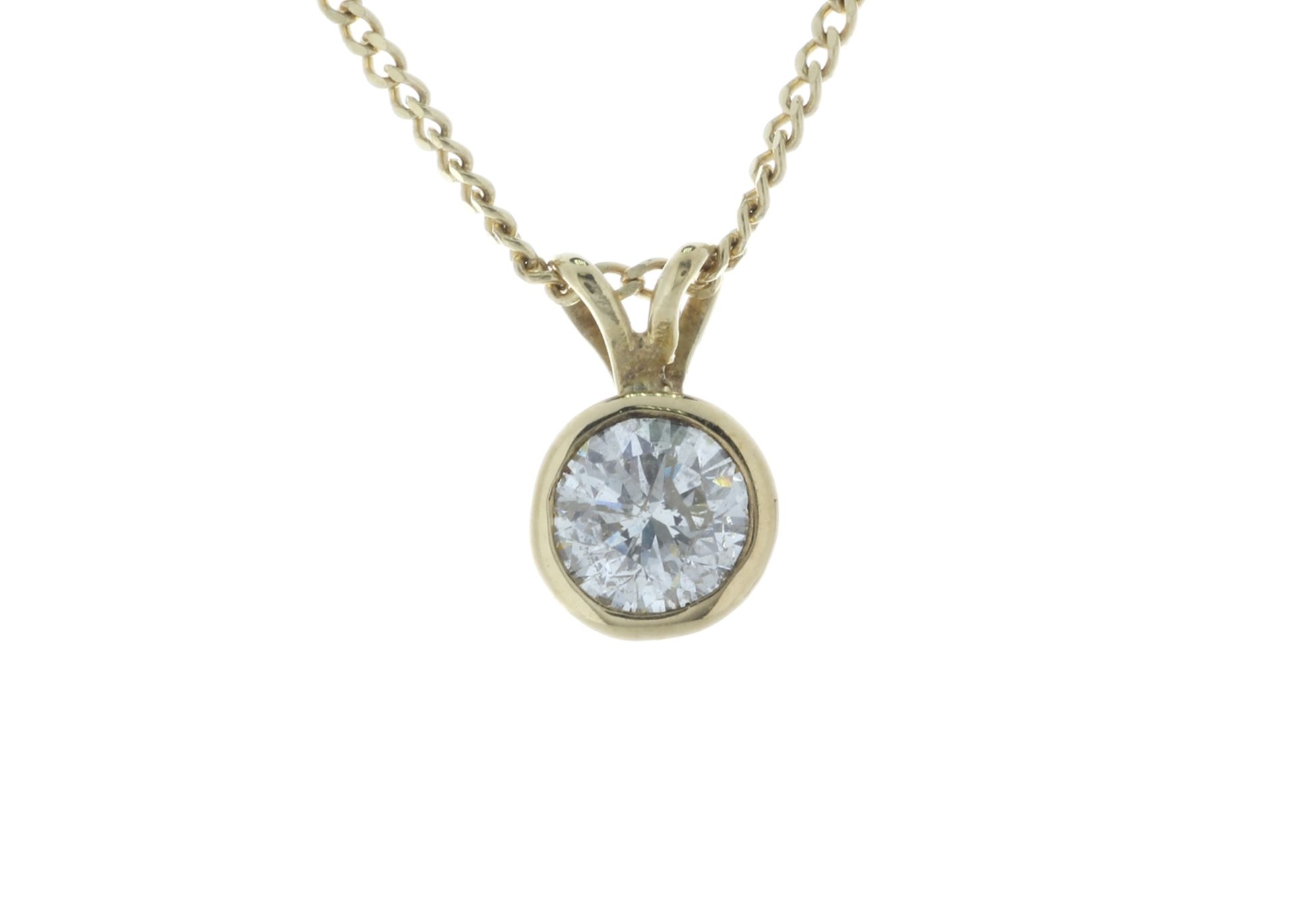 18ct Yellow Gold Single Stone Rub Over Set Diamond Pendant 0.60 Carats