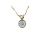 18ct Yellow Gold Single Stone Rub Over Set Diamond Pendant 0.60 Carats