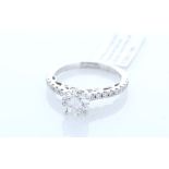 18ct White Gold Single Stone Prong Set With Stone Set Shoulders Diamond Ring (1.13) 1.46 Carats