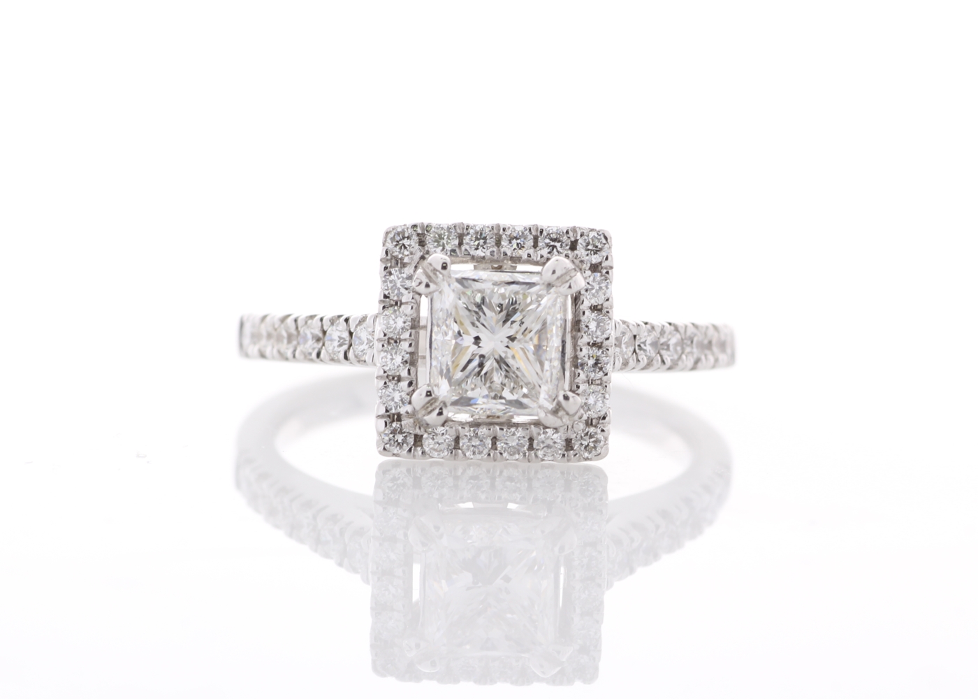 18ct White Gold Single Stone Princess Cut Diamond Ring (1.00) 1.34 Carats