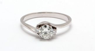 18ct White Gold Single Stone Diamond Ring (0.48) 0.54 Carats