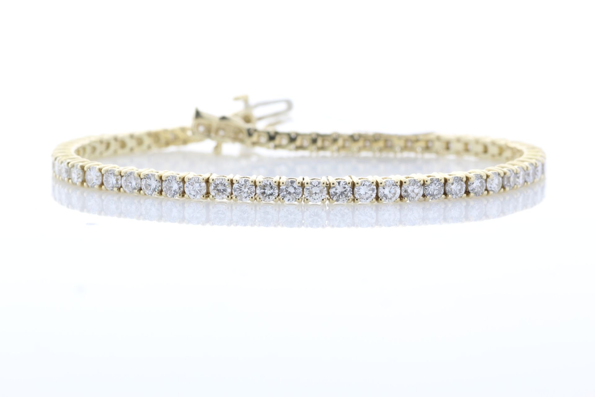 18ct Yellow Gold Single Stone Claw Set Diamond Bracelet 5.40 Carats