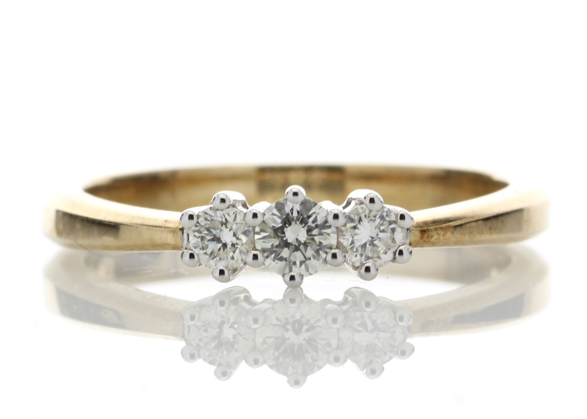 18ct Yellow Gold Three Stone Claw Set Diamond Ring 0.25 Carats