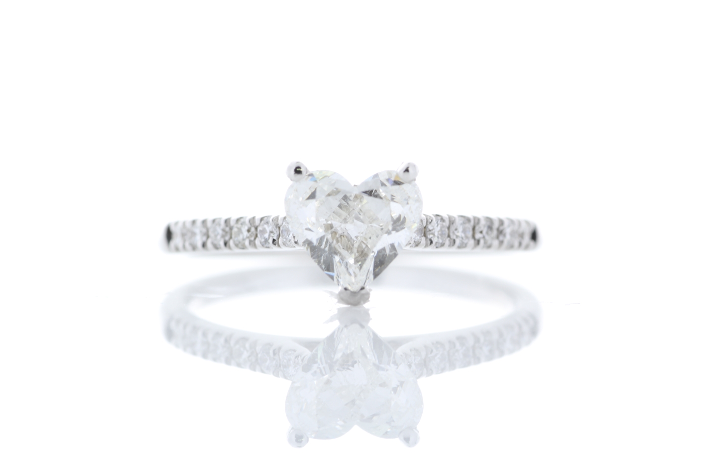 18ct White Gold Single Stone Heart Cut With Stone Set Shoulders Diamond Ring (1.00) 1.17 Carats