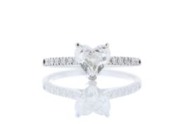 18ct White Gold Single Stone Heart Cut With Stone Set Shoulders Diamond Ring (1.00) 1.17 Carats