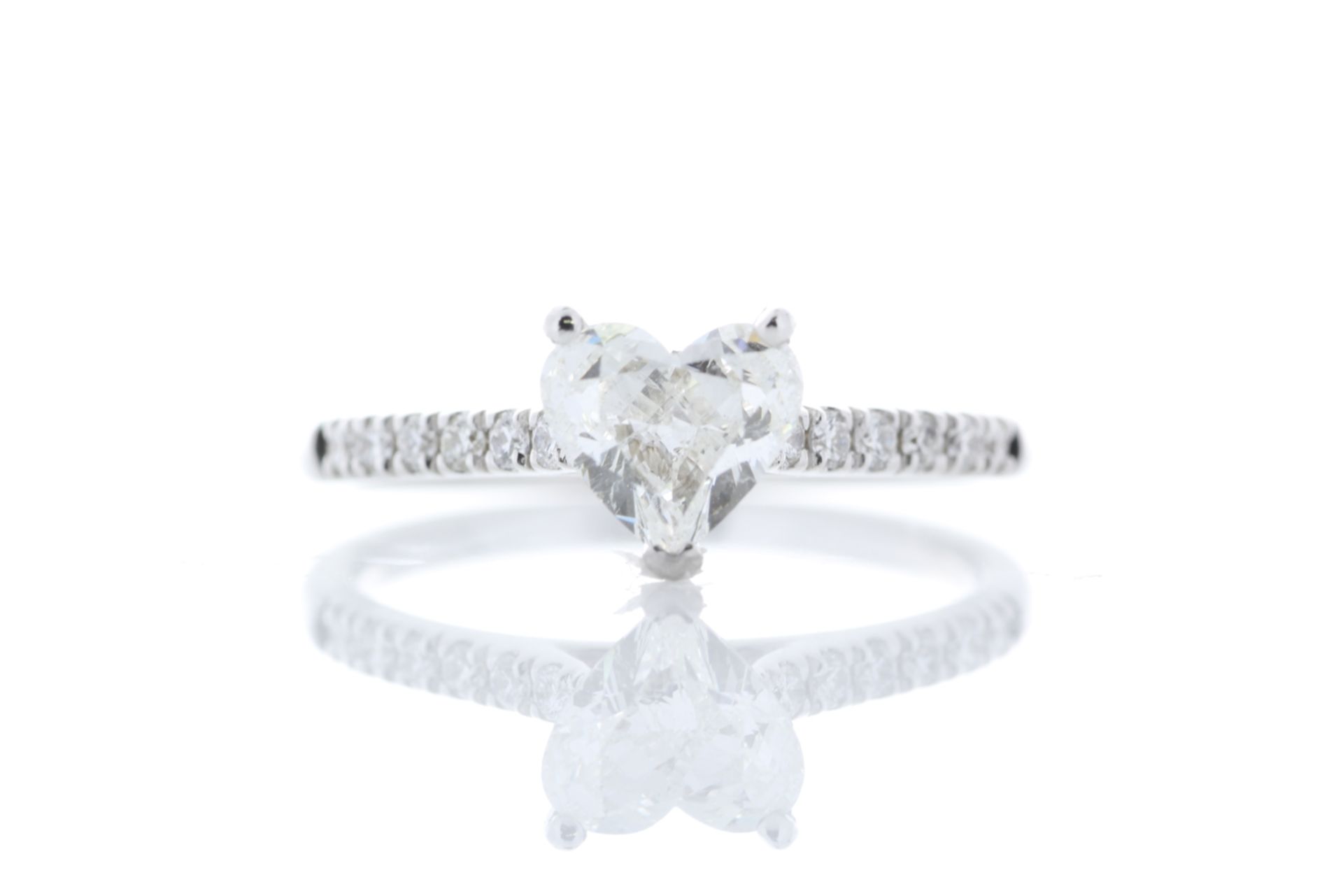 18ct White Gold Single Stone Heart Cut With Stone Set Shoulders Diamond Ring (1.00) 1.17 Carats