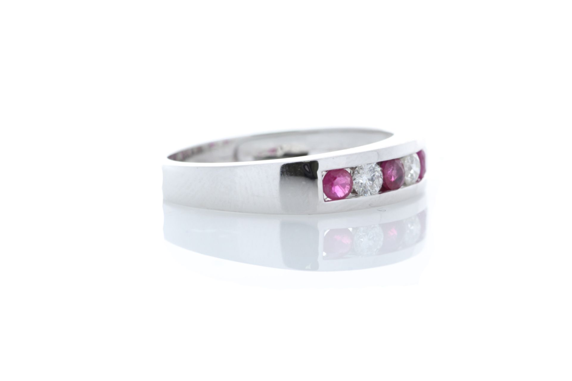9ct White Gold Channel Set Semi Eternity Diamond And Ruby Ring 0.25 Carats - Image 4 of 5