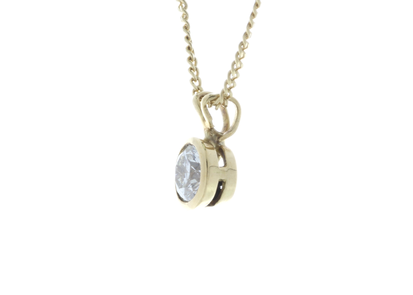 18ct Yellow Gold Single Stone Rub Over Set Diamond Pendant 0.60 Carats - Image 3 of 4