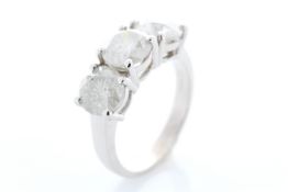 18ct White Gold Three Stone Claw Set Diamond Ring 3.45 Carats