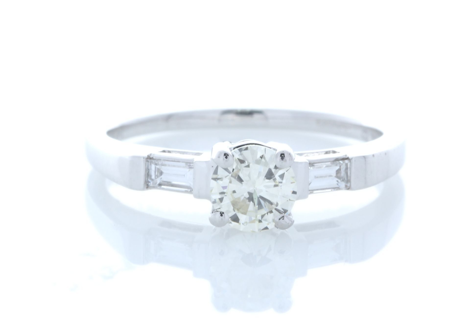 18ct White Gold Single Stone With Halo Setting Ring (0.51) 0.67 Carats