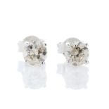 18ct White Gold Single Stone Prong Set Diamond Earring 1.14 Carats