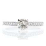 18ct White Gold Single Stone Claw Set With Stone Set Shoulders Diamond Ring (0.52) 0.65 Carats