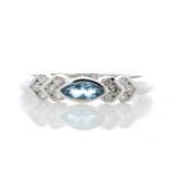 9ct White Gold Diamond And Blue Topaz Ring 0.17 Carats