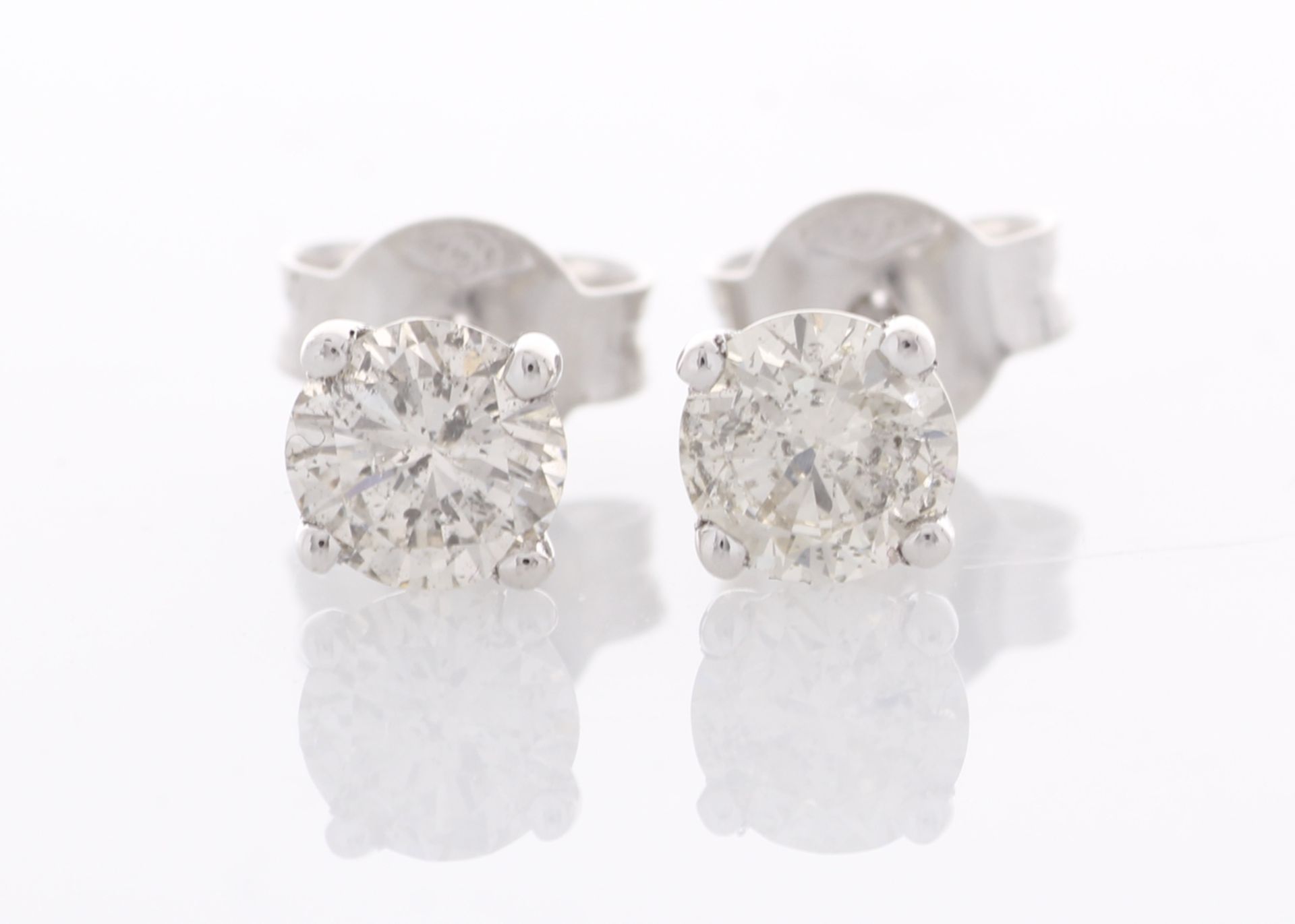18ct White Gold Single Stone Prong Set Diamond Earring 0.99 Carats - Image 2 of 4