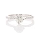 18ct White Gold Single Stone Prong Set With Stone Set Shoulders Diamond Ring (0.70) 0.87 Carats