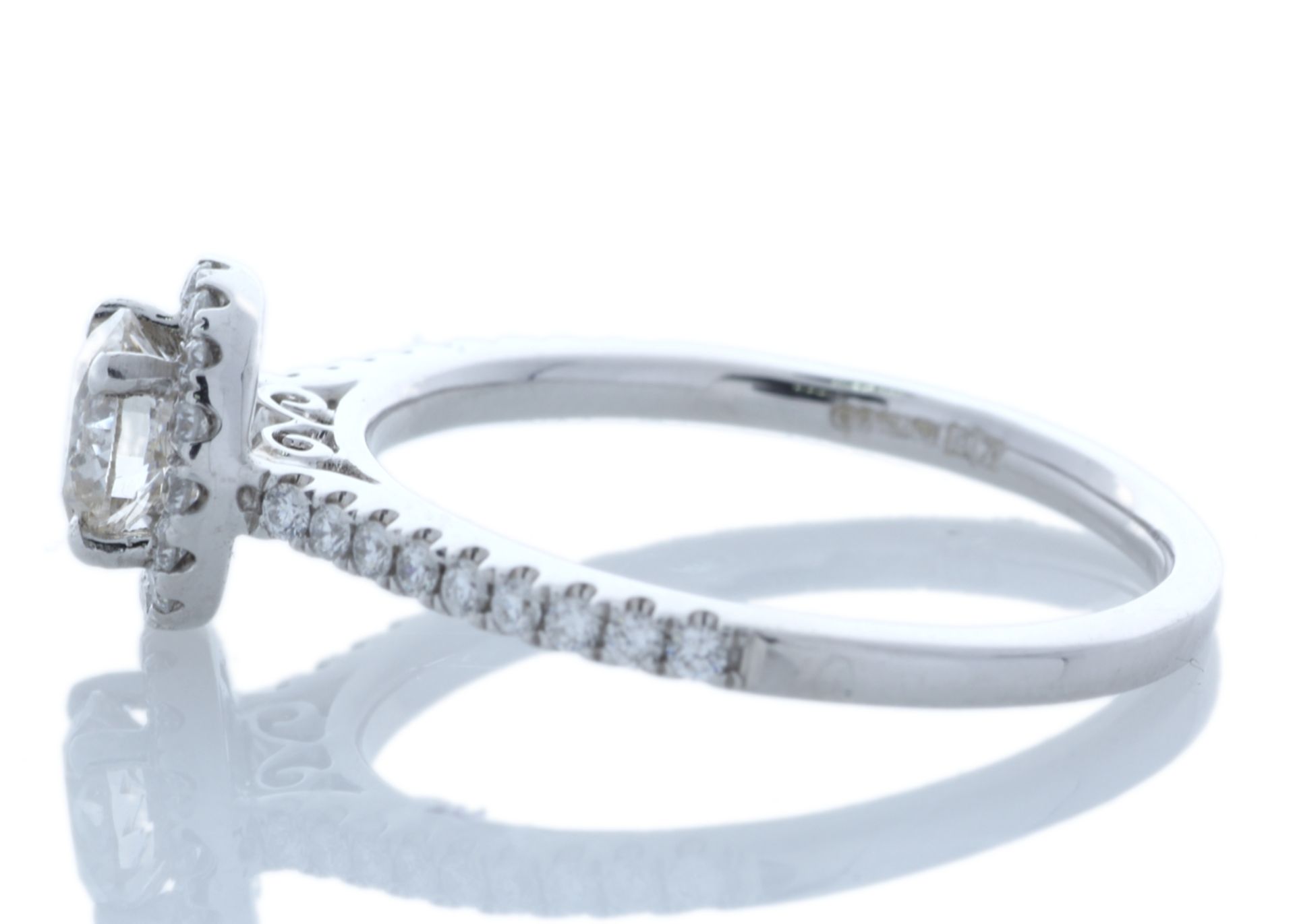 18ct White Gold Single Stone With Halo Setting Ring (0.51) 0.74 Carats - Image 2 of 4