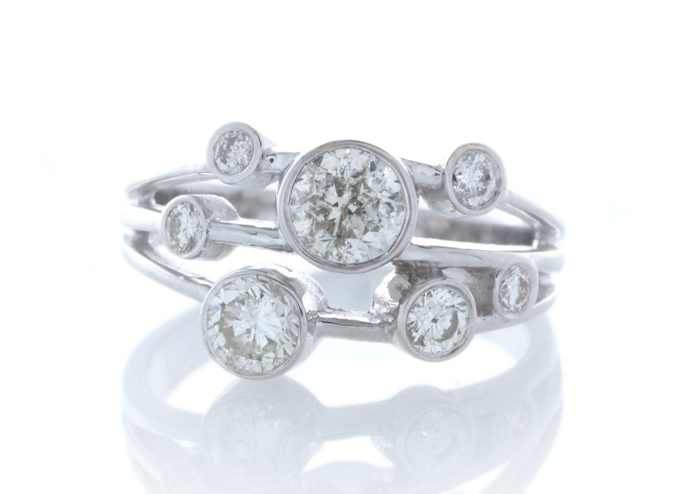 18ct White Gold Raindance Style Semi Eternity Diamond Ring 1.05 Carats