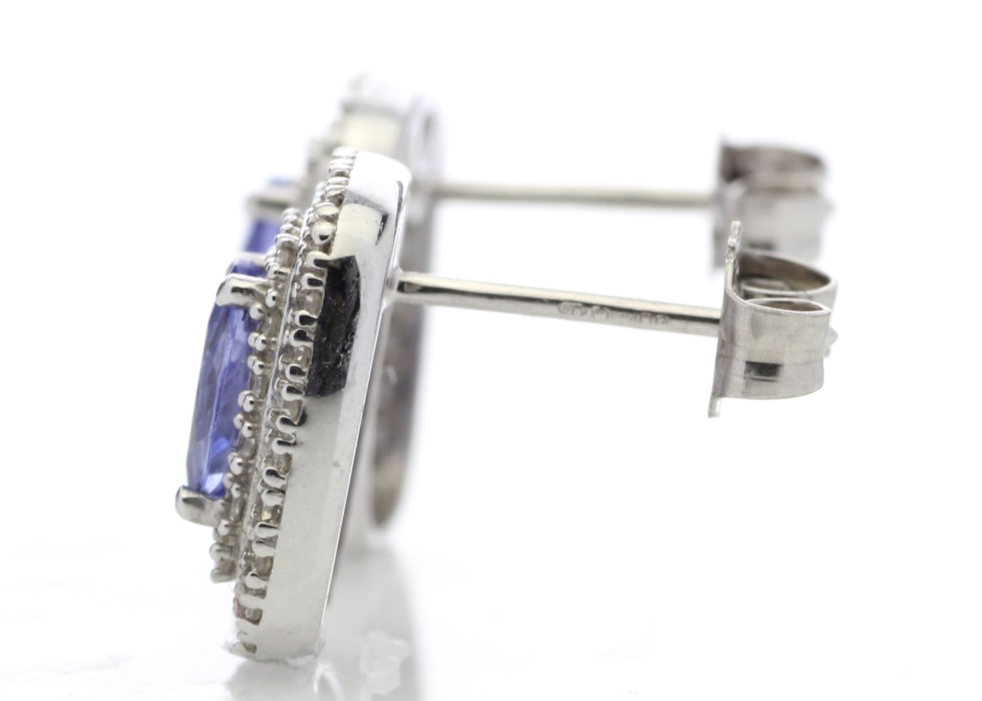 9ct White Gold Oval Diamond And Tanzanite Earring 0.35 Carats - Image 3 of 5