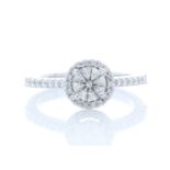 18ct White Gold Single Stone With Halo Setting Ring (0.60) 0.90 Carats