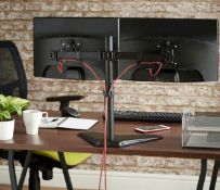 (X43) 1x Dual Arm Desk Mount with Stand. Mount two screens side by side - holds two 13-32” telev