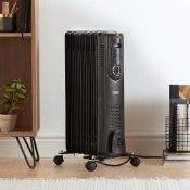 (KG15) 7 Fin 1500W Oil Filled Radiator - Black. Equipped with 3 heat settings (600W/900W/1500W)...