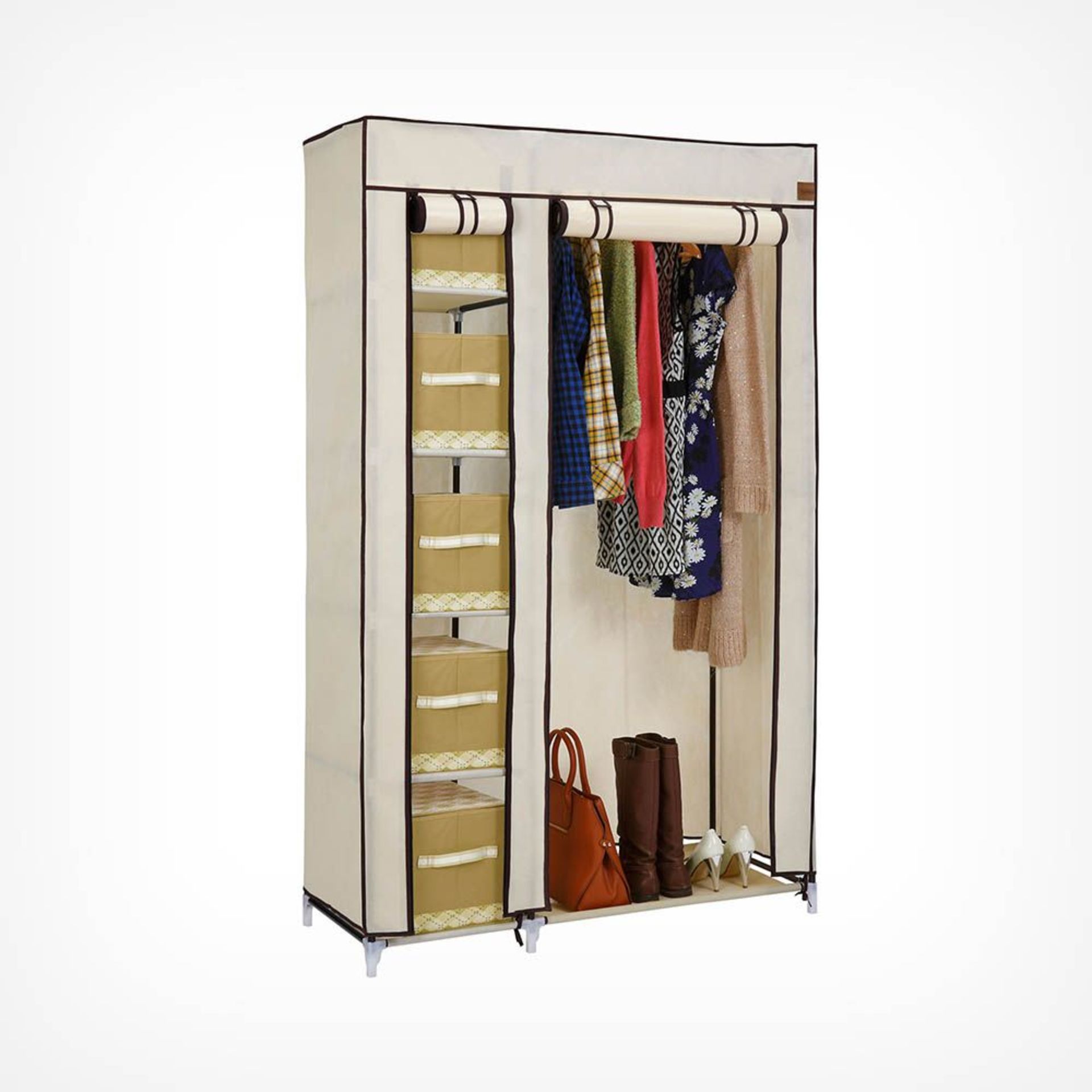 (KG12) Beige Canvas Effect Wardrobe. Practical, durable and stylish, this premium quality canva... - Image 2 of 4