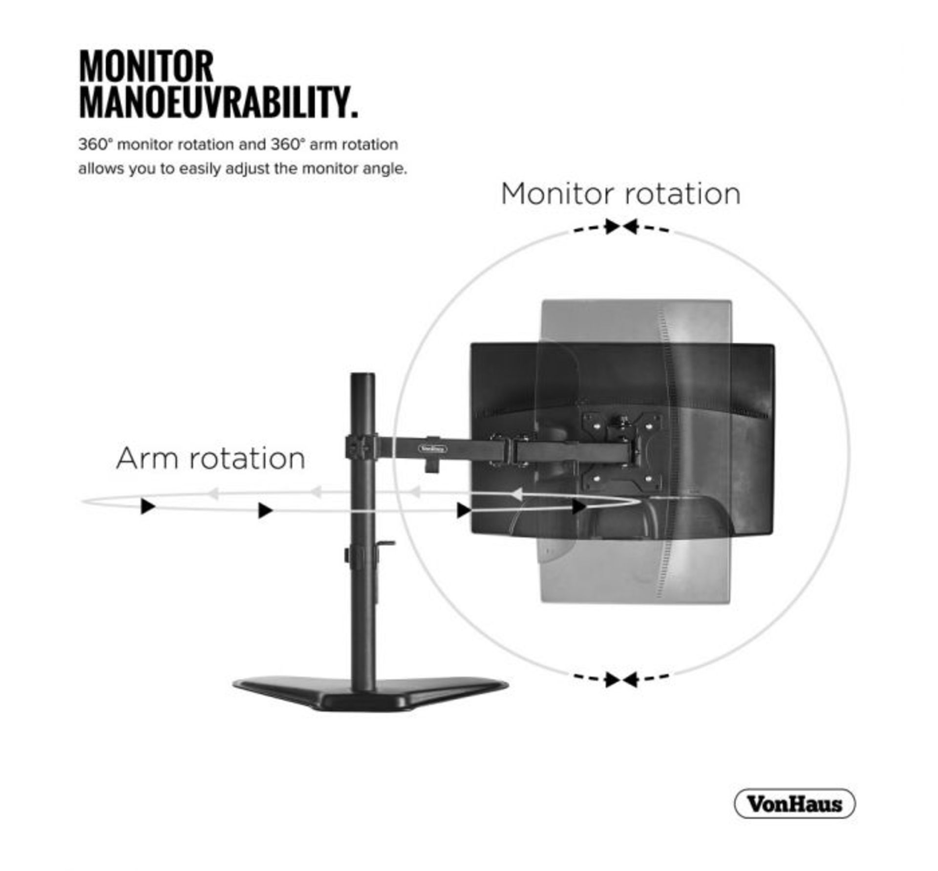 (X43) 1x Dual Arm Desk Mount with Stand. Mount two screens side by side - holds two 13-32” telev - Image 3 of 3