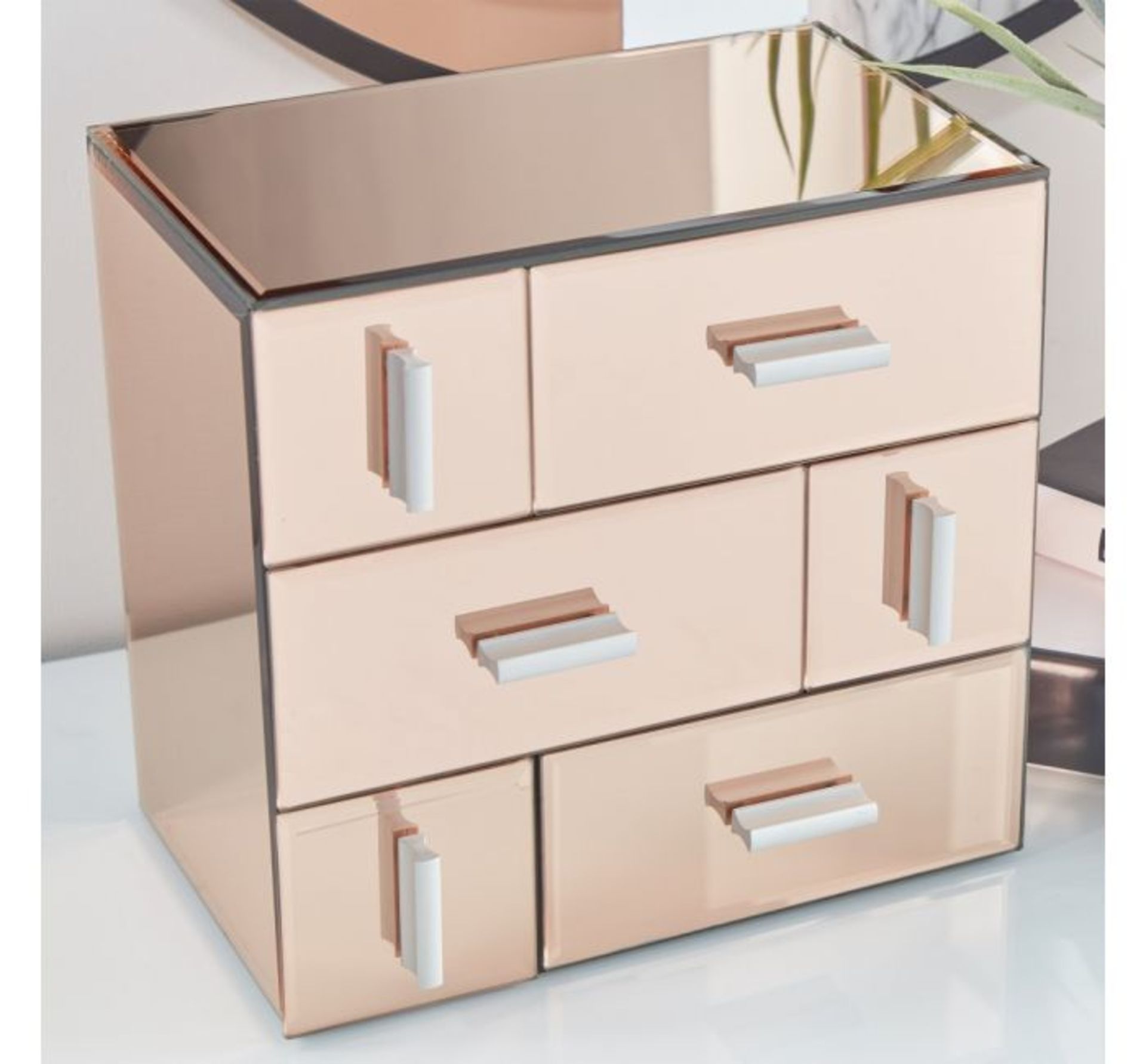(X14) 1x Rose Gold 6 Drawer Mirrored Organiser. Make being organised easy with this super stylish - Image 3 of 3