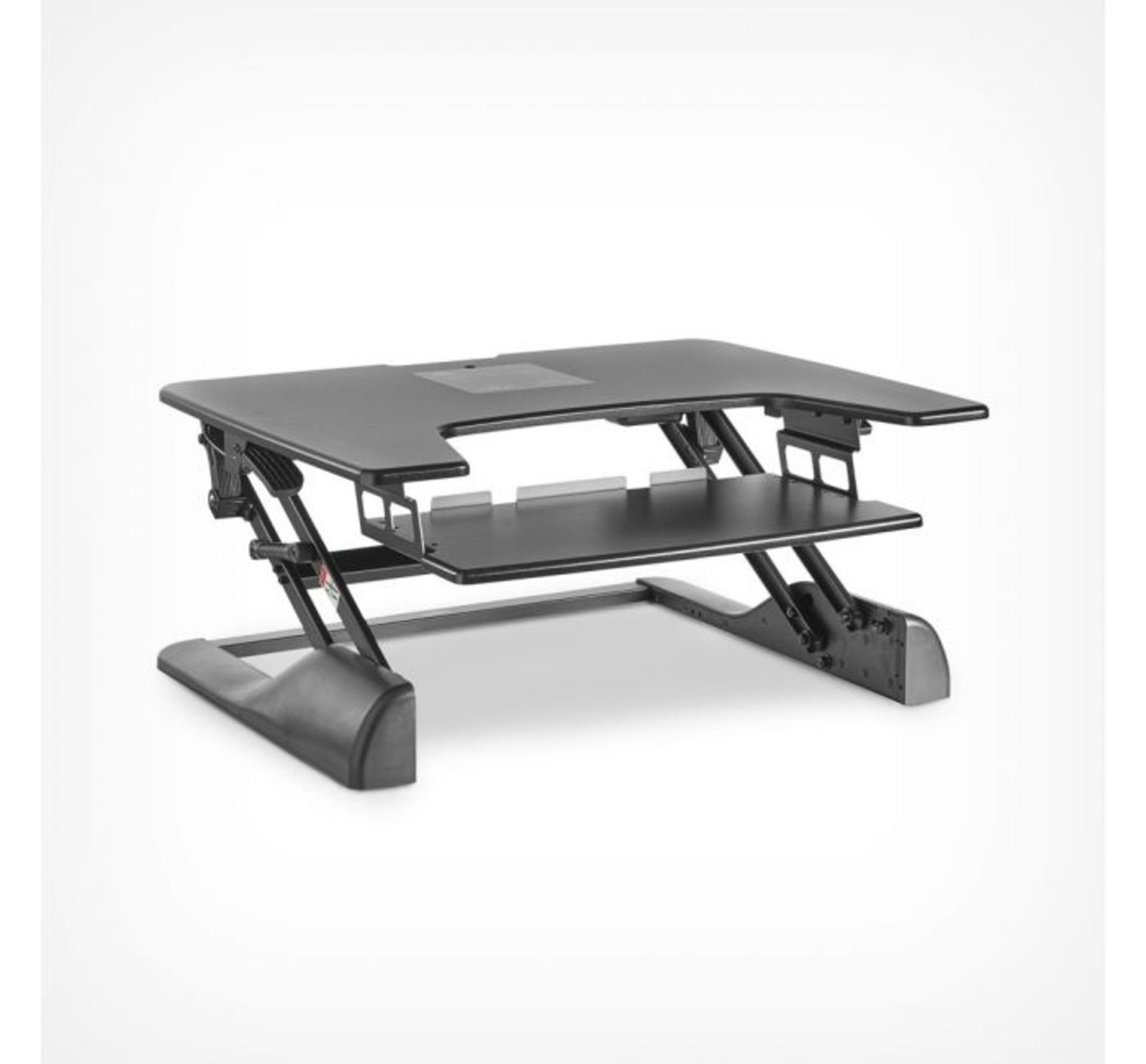 (D17) Black Sitting & Standing Desk Ergonomic tiered sit to stand workstation - allows you to ... - Image 2 of 3
