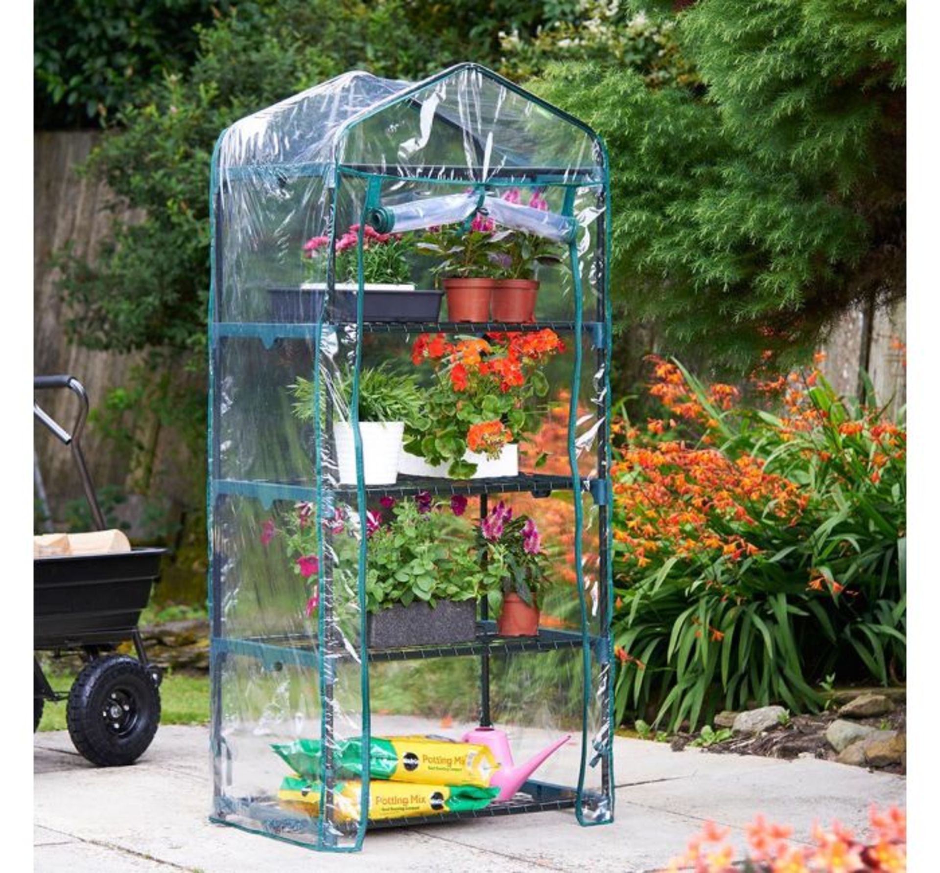 (X45) 1x 4 Tier Mini Greenhouse. keep conditions controlled for your plants, seeds and seedlings w