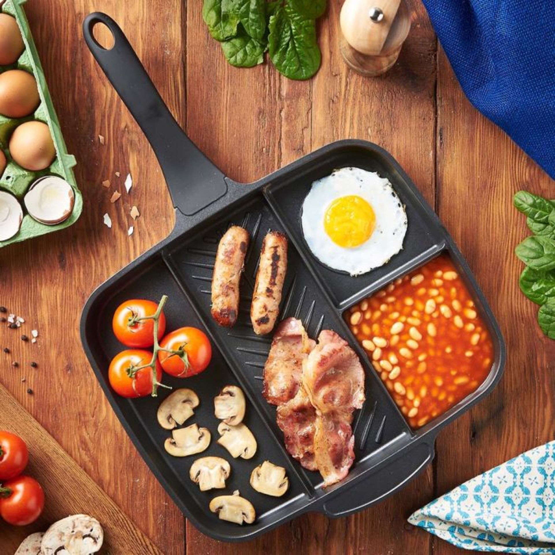 (NN69) Multi Section Frying Pan Cook up a delicious full English breakfast – with the conven...