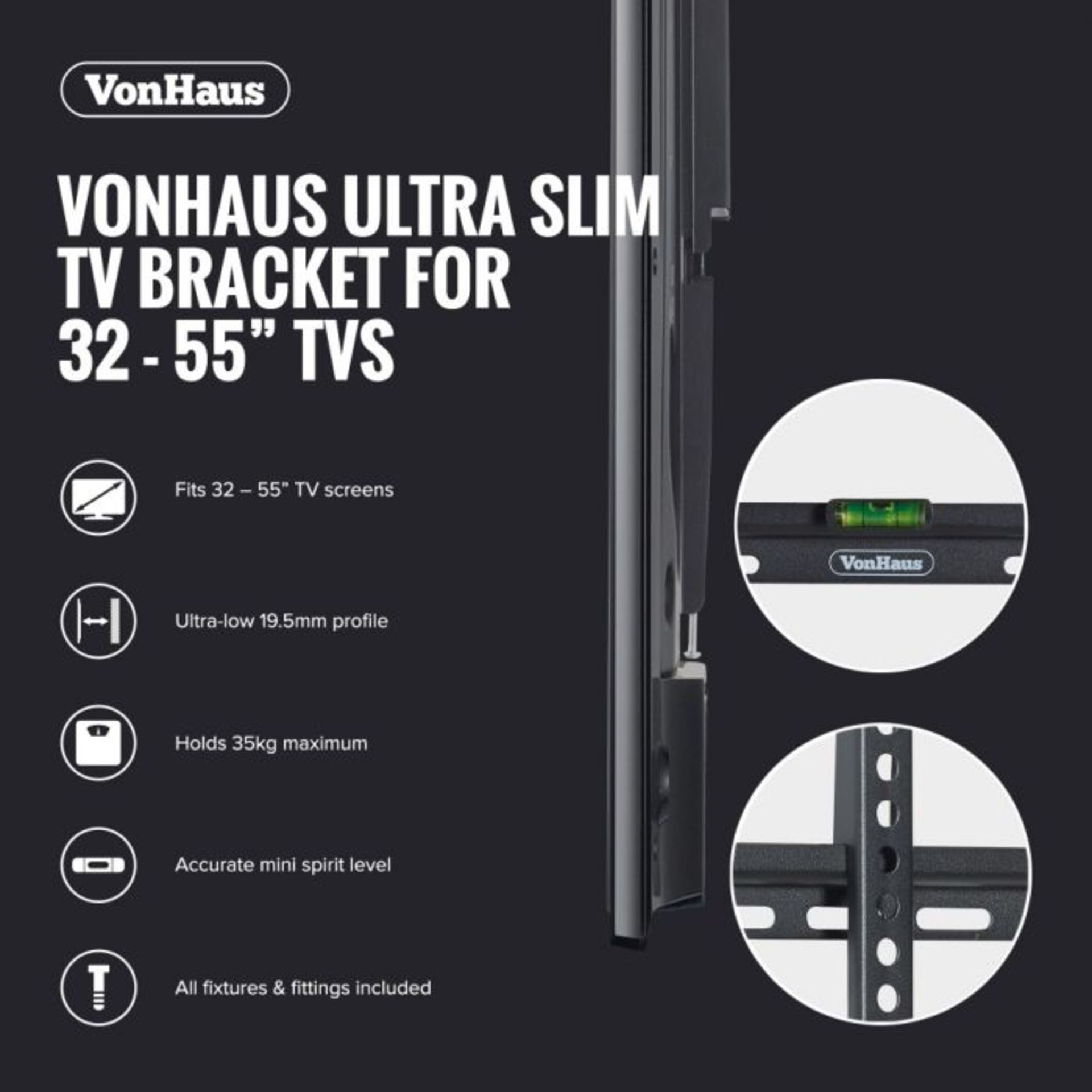 (S77) 32-55 inch Flat-to-wall TV bracket Please confirm your TV’s VESA Mounting Dimensions a... - Image 5 of 5