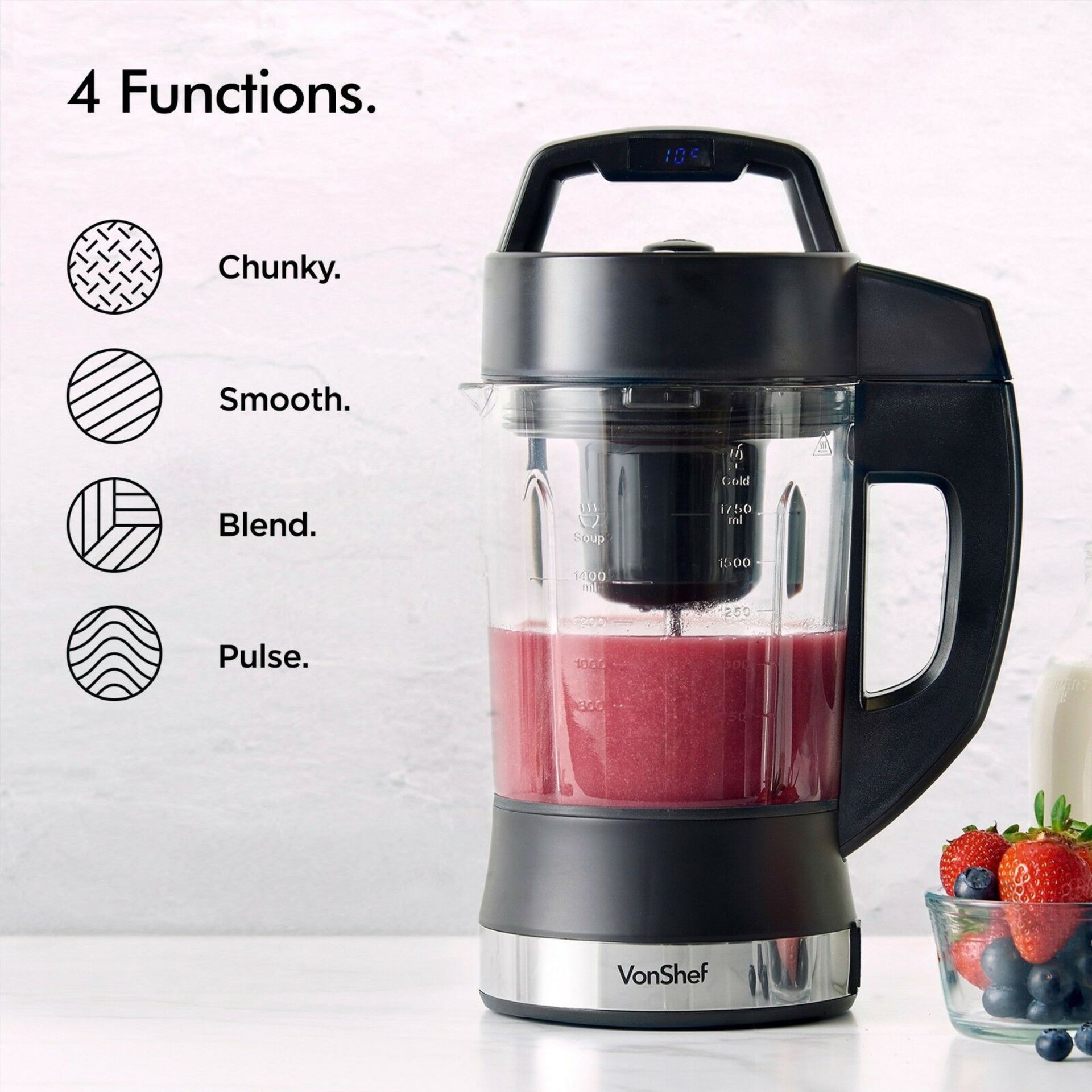 (NN46) Soup Maker Smoothie Juicer Machine Blender Digital 900W 1.75L Electric 900W POWER RATIN... - Image 3 of 5