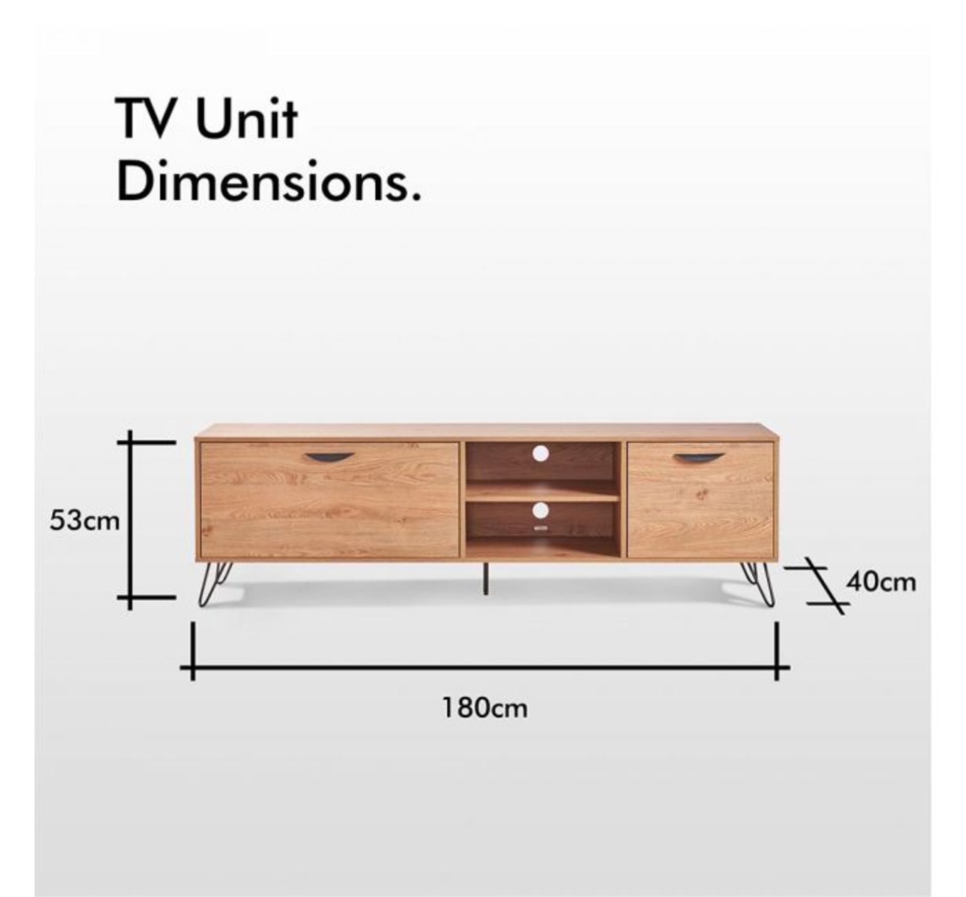 (KG9) Capri Large TV Unit. Lightweight MDF frame is coated in an 3D oak-effect veneer, with str... - Image 4 of 5