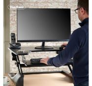 (D17) Black Sitting & Standing Desk Ergonomic tiered sit to stand workstation - allows you to ...