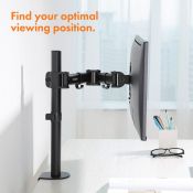 (S4) Single Monitor Mount with Clamp Equipped with 90° tilt, 180° swivel and 360° rotation ...