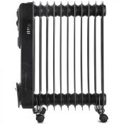 (S36) 11 Fin 2500W Oil Filled Radiator - Black 2500W radiator with 11 oil-filled fins for heat...