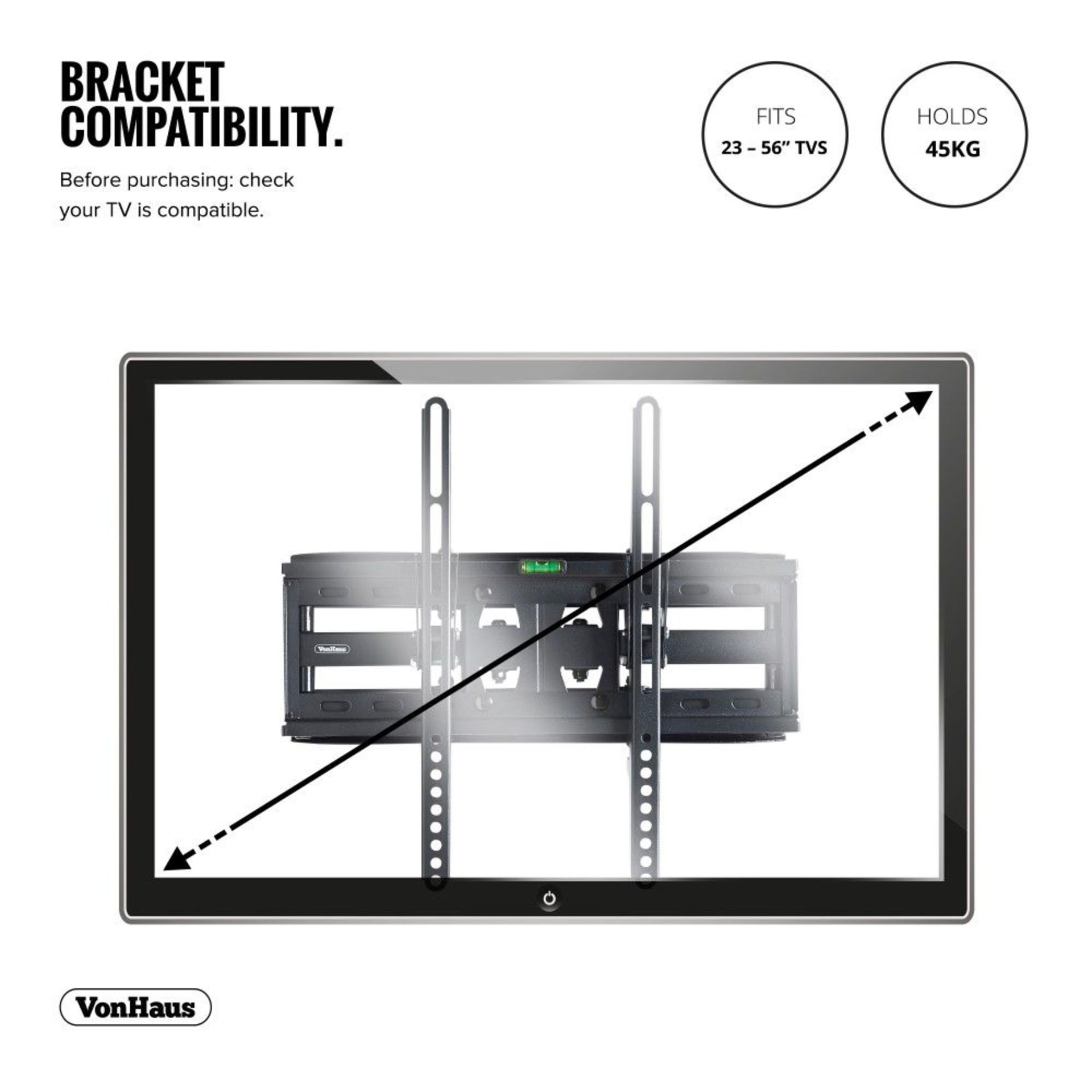 (KG19) 23-56 inch Cantilever TV bracket. Please confirm your TV’s VESA Mounting Dimensions an... - Image 3 of 4
