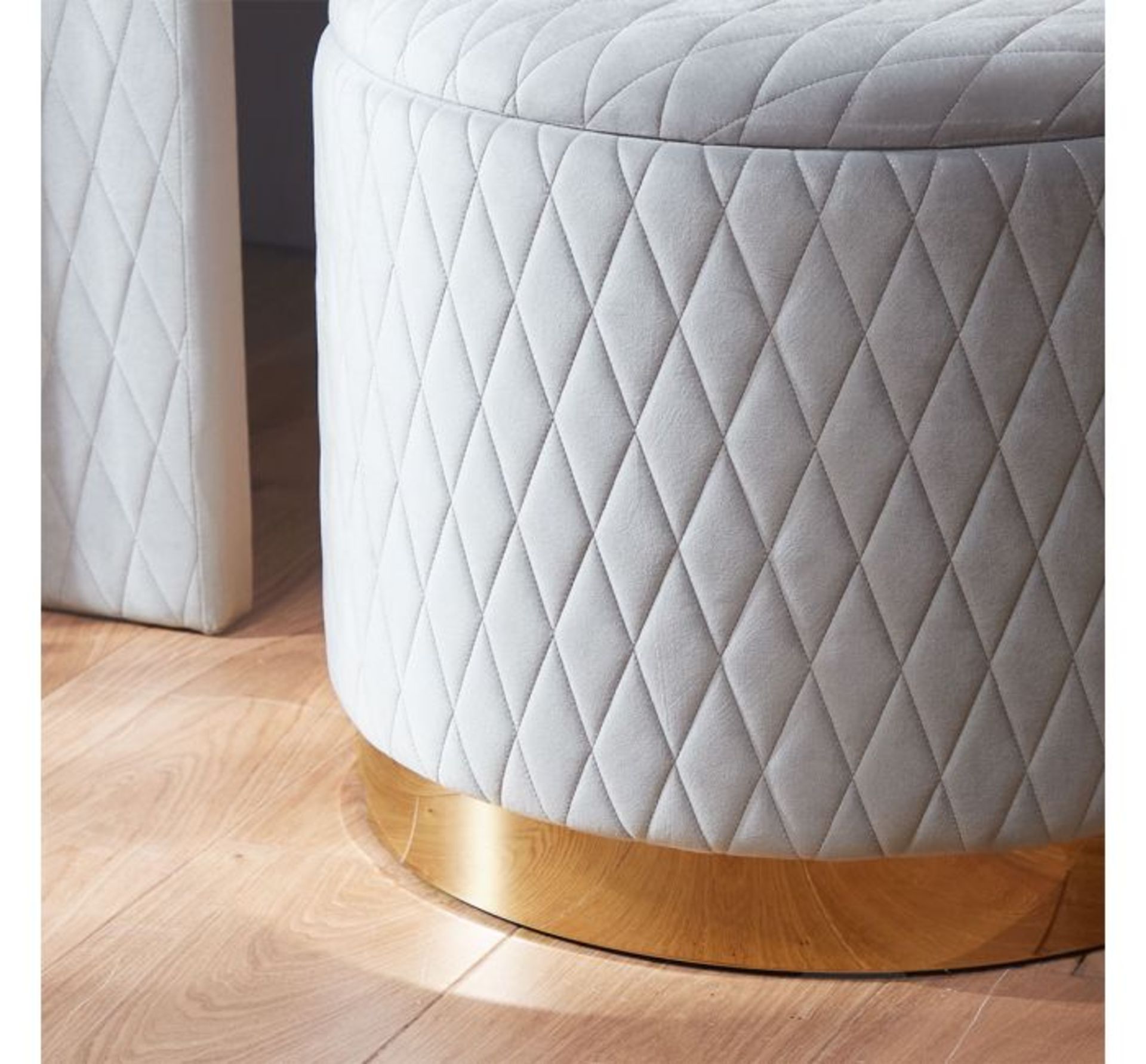 (D1) Quilted Storage Stool As gorgeous to look at as it is to sink into, the plush grey velvet... - Image 5 of 5