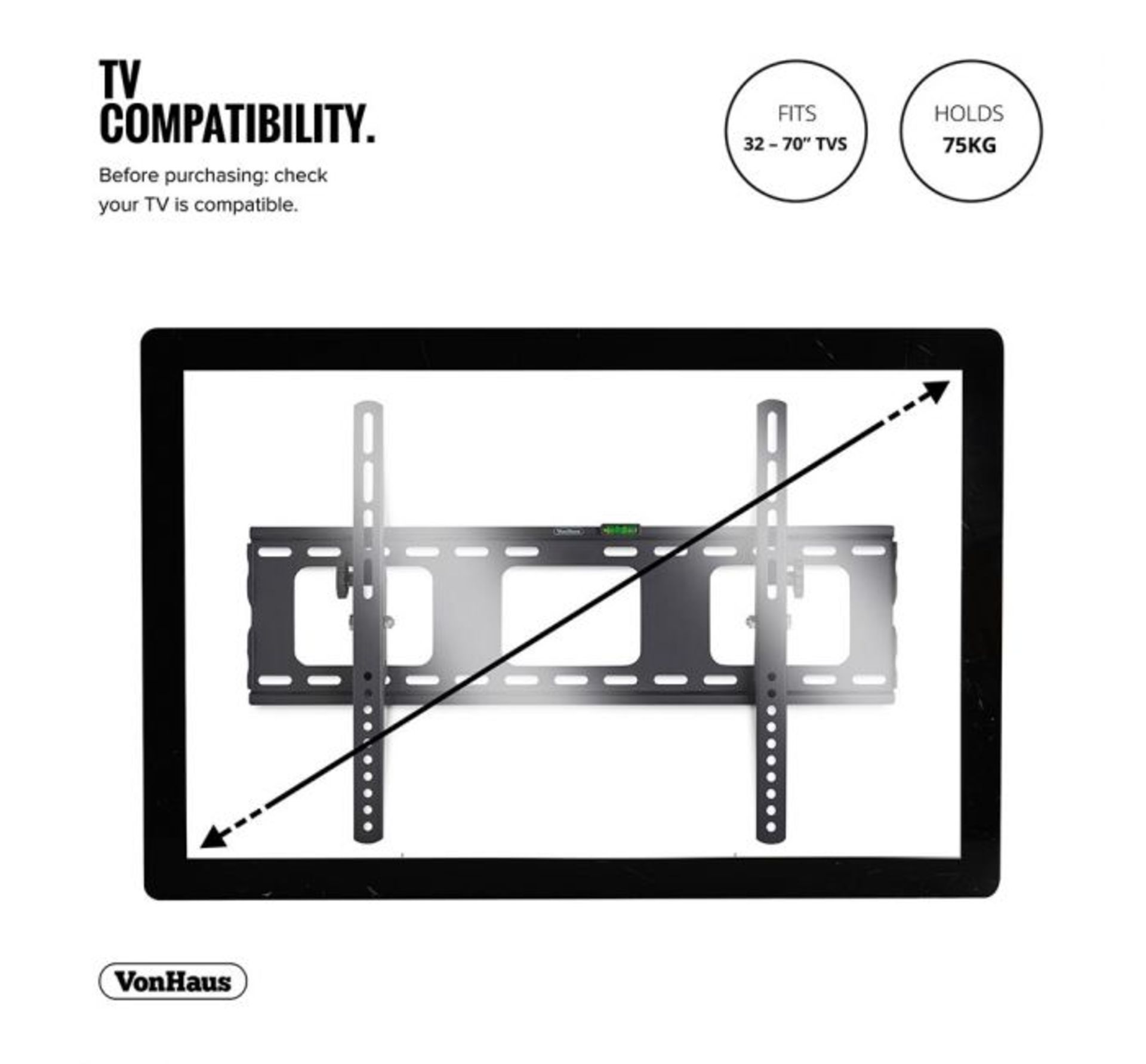 (D11) 32-70 inch Tilt TV bracket Please confirm your TV’s VESA Mounting Dimensions and Scree... - Image 4 of 4