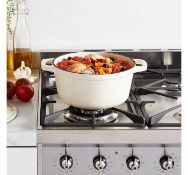 (X23) 1x Cream 3.8L Cast Iron Casserole Dish. Made from hard-wearing cast iron for outstanding