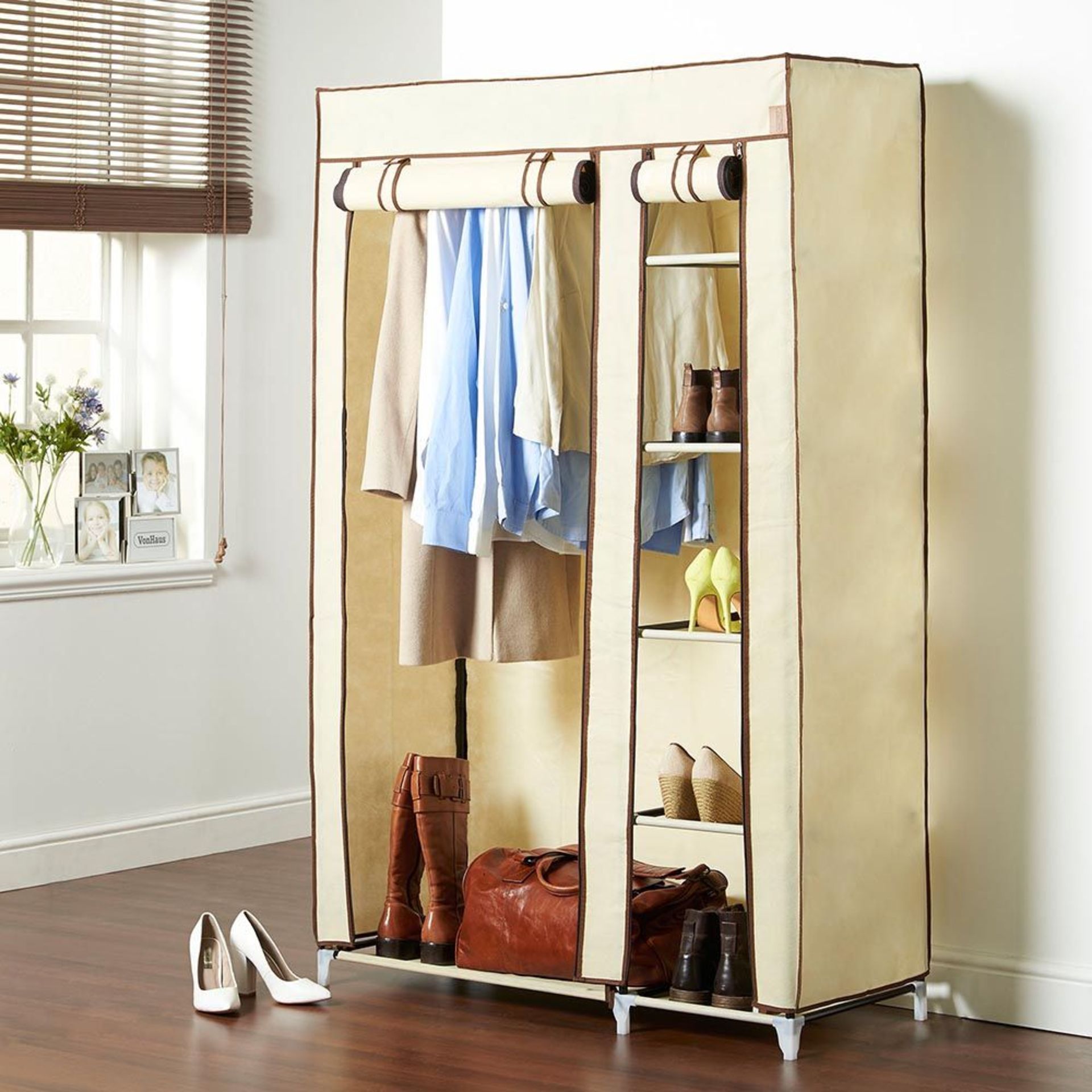 (KG12) Beige Canvas Effect Wardrobe. Practical, durable and stylish, this premium quality canva...